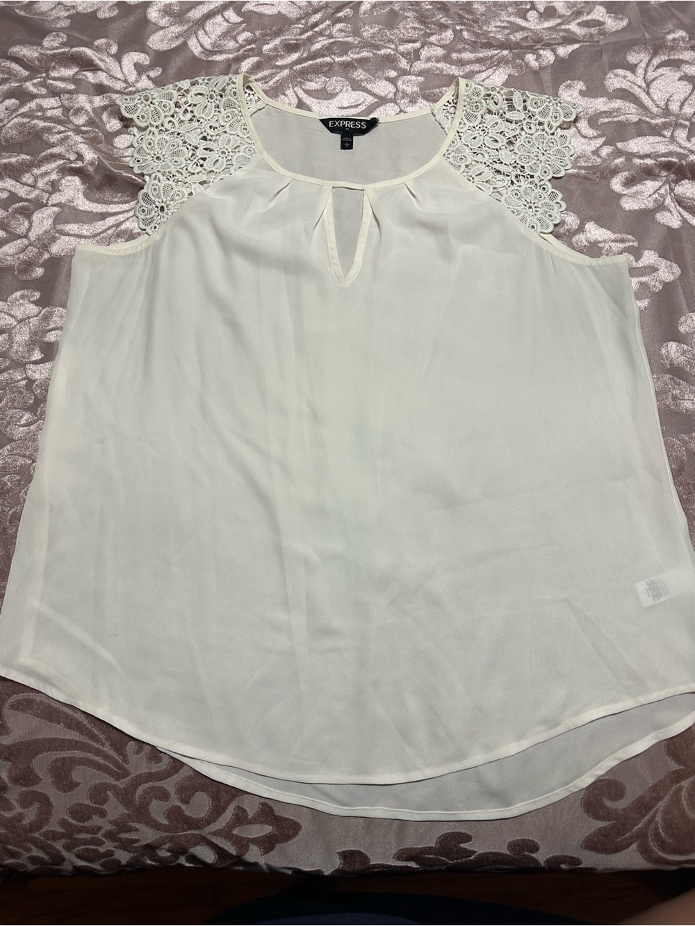 Express Cream Lace Cold-Shoulder Camisole